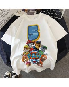 Paw Patrol Baby Summer Cotton T Shirt Boy Girl Birthday Number Tee Shirt Chase Skye Printed Kid Clothes Cartoon Letter Tops Gift