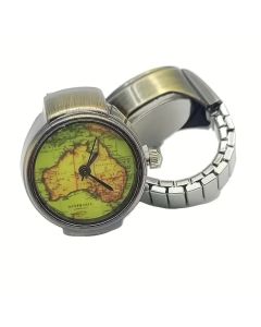 Retro Map Face Ring Watch for Men and Women Fashion Trend Retro Quartz Watch Antique Copper Exquisite Small Gift Watch