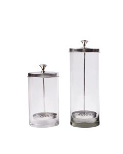 Hairdressing Sterilization Bottle Glass Scissors Comb Stainless Steel Cover Haircut Disinfecting Jar Salon Sterilizing Tools
