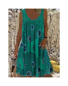 Digital printed off shoulder sexy camisole loose fitting dress lace casual dress  summer dress