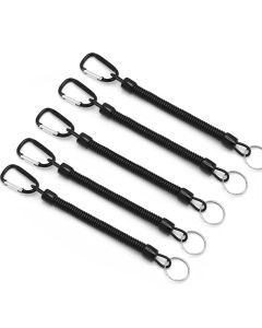 Fishing Lanyards 5pcs Tactical Retractable Spring Elastic Rope With Carabiner Camping Anti-lost Phone Keychain Fishing Rope