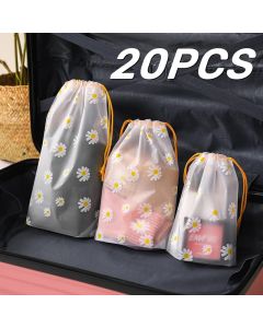 20PCS Flower Daisy Storage Bags Portable Travel Drawstring Clothes Shoes Organizer Waterproof Makeup Toiletry Bags Packing Bag