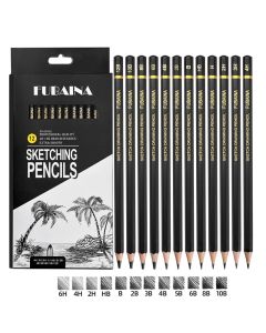 Professional Drawing Sketching Pencil Set, 12 Pieces Art Pencils Graphite Shading Pencils for Beginners & Pro Artists
