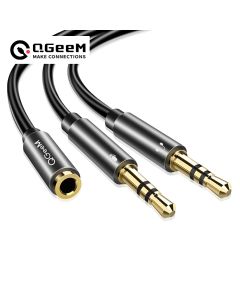 QGeeM Splitter Headphone for Computer 3.5mm Female to 2 Male 3.5mm Mic Audio Y Splitter Cable Headset to PC Adapter AUX Cable