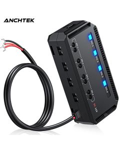 Anchtek 12V Motorcycle Fuse Box Universal Automotive Fuse Block with 4 Circuits Low Profile Mini Blade LED Indicator Fuse Holder