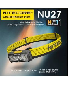 NITECORE NU27 56g Trail Running Headlight Lightweight Warm Light Neutral/Cool White Light LED Headlamp 600 Lumens USB-C Recharge
