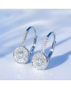 Fashion Zircon 925 Sterling Silver Round Crystal Hoop Earrings For Women Elegant Wedding Party Jewelry Pendientes