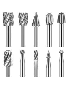 10pcs HSS Rotary File For Steel Milling Cutters For Metal Rat-tail File Hard Metal Rotary File Set Compatible Woodworking Tool