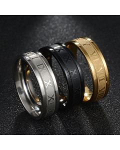 Seakissky Classic Fashion Stainless Steel Roman Digital Men Women Ring Cool Punk High Quality Waterproof Jewelry for Party Gifts