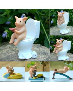Mini Cute Resin Pigs Figurines Creative Animal Statues Garden Succulents Crafts For Home Bedroom Teen Room Decoration Gift