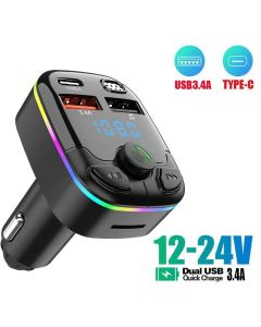 Car Wireless FM Transmitter Adapter Dual USB Port Charger Cigarette Lighter MP3 Player Kit Hands-Free 3.4A Fast