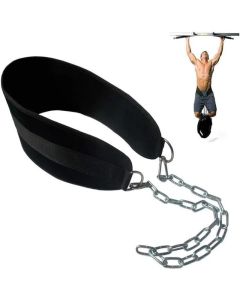 Pull-up Belt Weighted Dip Belt with Chain Double D-Ring Weightlifting Back Support Strap Home Gym Equipment Waist Belt