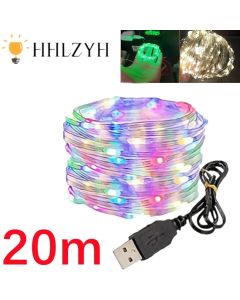 1m/10m/20m LED USB String Lights Copper Silver Wire Garland Light Waterproof Fairy Lights For Christmas Wedding Party Decoration