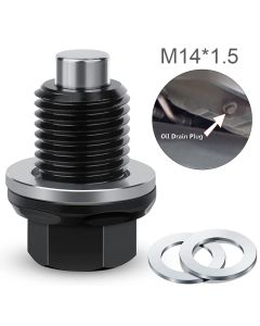 M14 x 1.5 Aluminum Magnetic Oil Drain Plug Fit for Honda / Ford / Hyundai with Crush Washer Gasket, Universal Magnetic Oil Drain