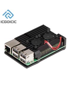 For Raspberry Pi 4 3 Model B 3B Plus Aluminum Case with Dual Cooling Fan Metal Shell Enclosure for RPI Raspberry Pi 4 3 Model