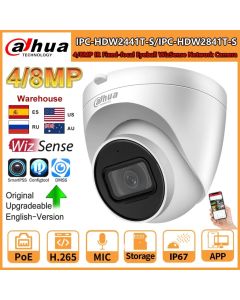 Dahua 8MP Camera 4K IR PoE IPC-HDW2841T-S 4MP IPC-HDW2441T-S Build-in Mic SD Card Slot Vehicle Human Detection WizSense
