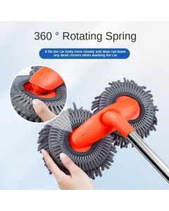 NEW Car Washer Mop Foam Wash Chenille Brush Double Brush Head Roof Window Cleaning Maintenance Three-Section Telescopic Mop