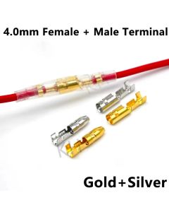 25/50/100sets 4.0 bullet Crimp terminal car electrical wire connector diameter 4mmFemale + Male + Case Cold press terminal