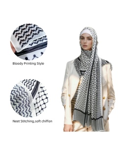 11 Color Muslim Keffiyeh Hijab Chiffon Print Shawl kufiyya Saudi Fashion Lady Soft Headwraps Geometric Style Arab kaffiyeh Scarf