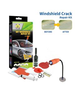 Car Windshield Repair Kit with Curing Lamp Quick Fix Cracked Glass Windscreen Resin Sealer DIY Auto Window Screen Crack Restore