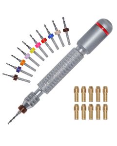 11 or 21-Piece Needle Vise Set Decompression Hand Twist Drill Double Bearing Rotary Interchangeable Bits of Different Sizes
