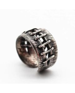 Retro Wound Stitches Ring For Men Punk Gothic Rock Hiphop Open Ring Biker Accessories Unisex Handmade Designer Jewelry Love Gift