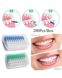 40/120/200pcs Interdental Silicone Brushes 200 Units Dental Toothpicks Brush Between Teeth With Thread Oral Cleaning Tools