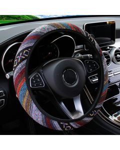1 linen breathable fabric Bohemian style automotive supplies without inner ring steering wheel cover fits 14.5-15 inches