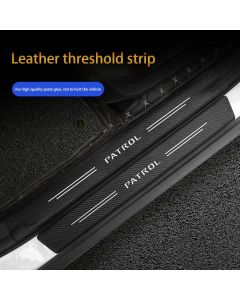 4pcs Car Door Sill Protector Stickers For Nissan Patrol Y60 Y61 Y62 Leather Carbon Fiber Decor Decal Tuning Accessories