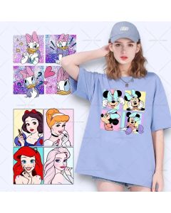 Fashion Minnie Thermal Transfer Stickers Iron on Transfers On Clothes Cute Daisy Duck Disney Princess Printed Patches On Clothes