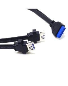 Dual USB 3.0 Female To 20 Pin Header Motherboard Adapter Extension Cable 2 USB Screw Panel Mount Motherboard Flat Cable Cord