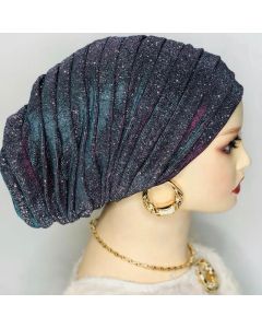 Glitter Full Body Pleated Turban Cap for Women 2025 Lady Head Wraps Muslim Headscarf Hat Turbante Mujer African Headpiece
