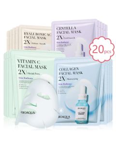 20pcs BIOAQUA Centella Collagen Face Mask VC Moisturizing Refreshing Sheet Masks Hyaluronic Acid  Facial Mask Skin Care Products