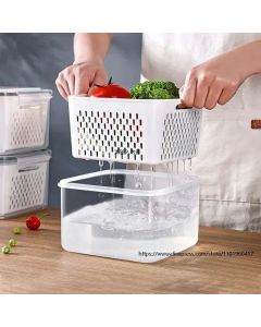 Multipurpose Refrigerator Storage Container with Drain Basket Crisper and Storage Box for Fruits Vegetables