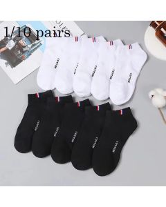 5 /10 Pairs 1 Lot Socks Men Summer Thin Low Tube Breathable White Black Striped Gift Sport Ankle Socks 1 Pack Calcetines Hombre