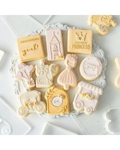 Cute Princess Birthday Cookie Plunger Cutters Fondant Cake Mold Biscuit Sugarcraft Cake Decorating Tools Cookie Stamp