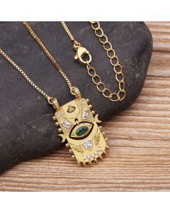 AIBEF New Trend Square Inlaid Lucky Evil Eye  Geometric Pendant Zircon Necklace Women's Punk Rock Jewelry Personalized Gift