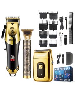 USB Rechargeable Men's Hair, 3-piece oil head and electric Trimmer, suitable for home use shaved hair salon boyfriend gifts