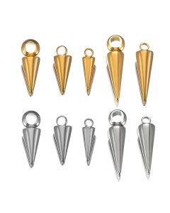 10PCS Stainless Steel Cone Charms Pendants Retro Spike Beads Charms Pendants for Women Man Hoop Earring Jewelry Making Supplies