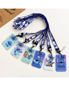 Disney Stitch ID Badge Holder Lanyards Pendant Lovely Girls Lilo Door Card Holders Neck Strap Keychain Women Credential Gift