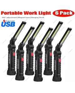 Portable COB LED Work Light USB Rechargeable LED Flashlight Inspection Lamp With Magnetic Hook Power Bank 18650 Battery Torch