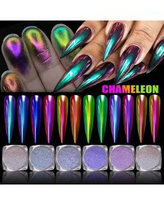 Magic Mirror Powder Chameleon Polarizing Nail Glitter High-Light Diamond Holographic Nail Art Pigments DIY UV Gel Manicure Dust