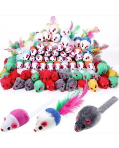 Rattle Cat Mouse Toys Also Prefilled Catnip Faux Fur Cat Mice Toys Interactive Cat Game Catnip Toys for Indoor Cats Play Fetch