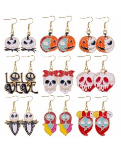 New Halloween Earrings Cartoon Pumpkin Ghost Little Ghost Earrings Personalized Funny Skull Alloy Pendant Jewelry