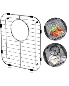 304 Premium Stainless Sink Protectors for Kitchen Sink, Universal Double Bowl Sink Bottom Grid 13.2"x11.6"x1.25",  Steel Kitchen