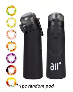 1pc Air Water Bottle With 1pc Random Flavor Pods Portable Transparent With Straw Leak Proof Suitable for Outdoor Sports