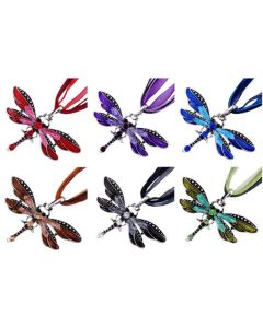 Vintage Dragonfly Silk Ribbon Necklace Creative Design Metal Insect Butterfly Pendant Necklace for Women Jewelry Wholesale