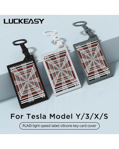 Key Card Holder For Tesla Model 3 Y X S Car Key Card Protector Cover Auto Accessories PLAID Light Speed Label Silicone Key Case