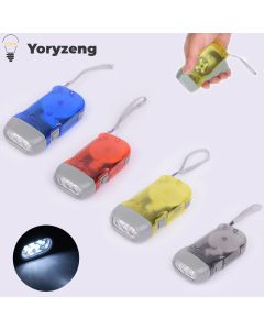 Portable Hand Pressing LED Night Flashlight Self-Powered Dynamo Crank Power Wind Up Manual Power Generation For Camping Riding