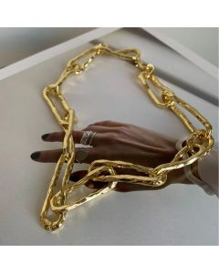 Retro Gold Plated Short Collar for Women Exaggerated Girls Thick Splicing Vintage Metal Choker Jewelry 2024 Trend